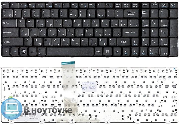 Клавиатура ноутбука MSI A6200/ CX605/ CR630/ CX705 черная