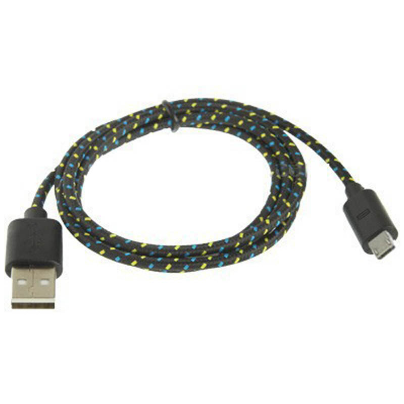 USB кабель usb-micro usb плоский нейлоновая ткань черный(1м)