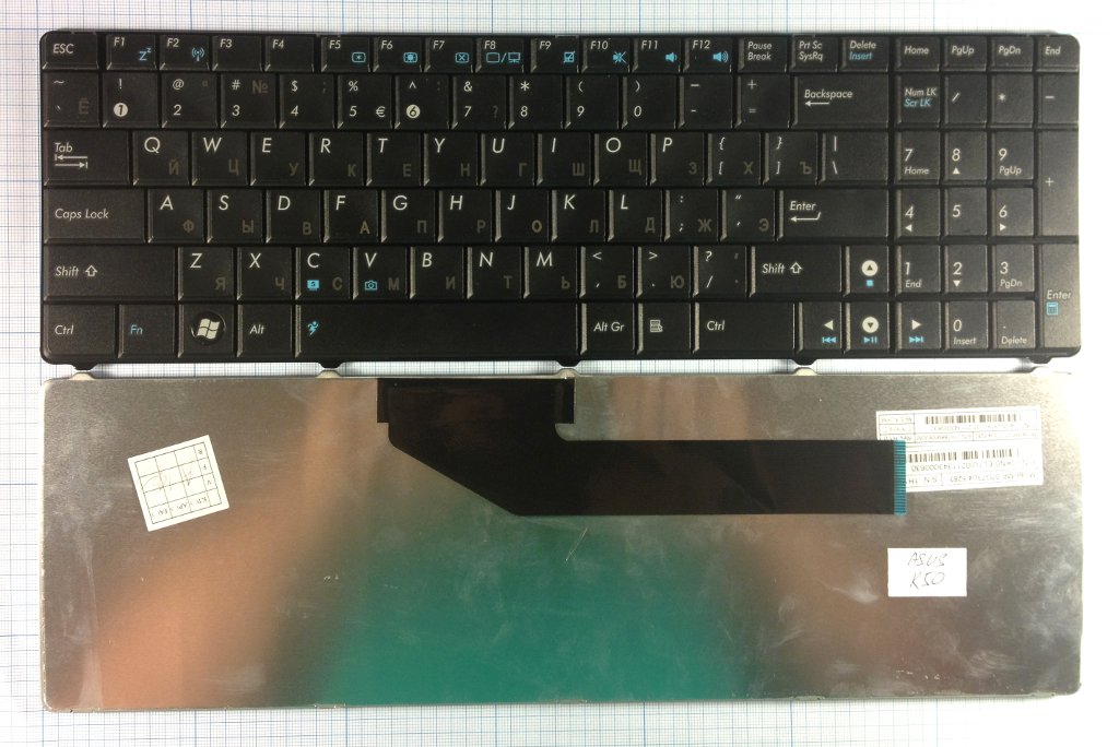 Клавиатура ноутбука Asus K50/ K60/ K61/ K70, F90 с рамкой чёрный Б/У