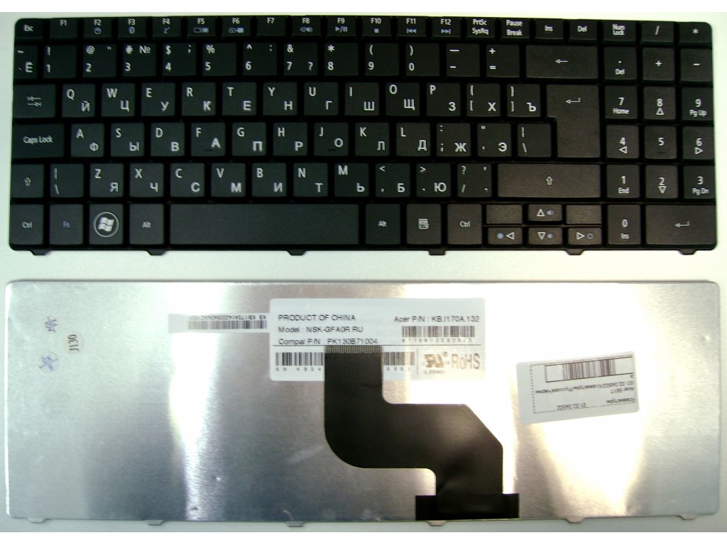 Клавиатура ноутбука Aсer Aspire 5516/ 5517 eMachines g525/ G420/ G430 черная Б/У