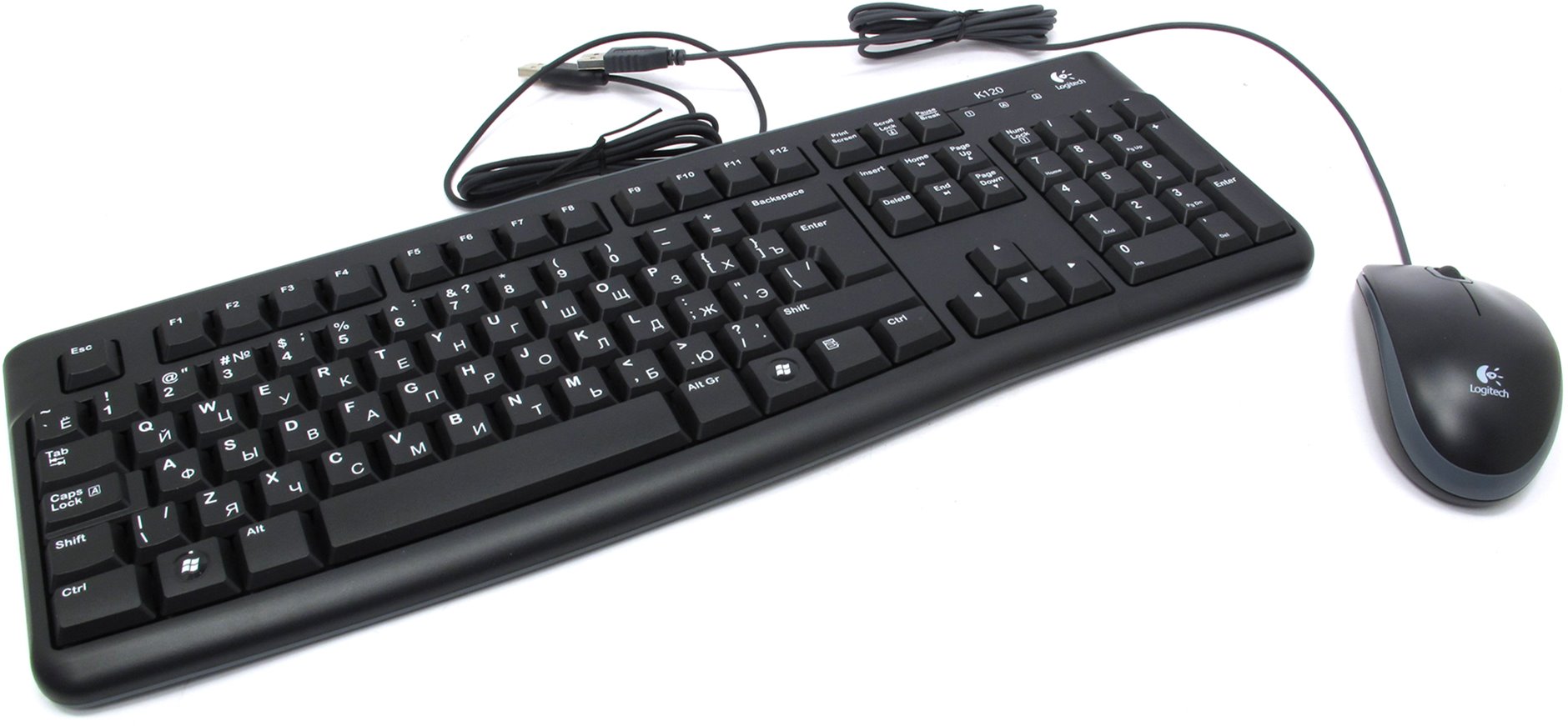 Комплект (клавиатура мышь) LOGITECH MK120, USB, проводной, черный