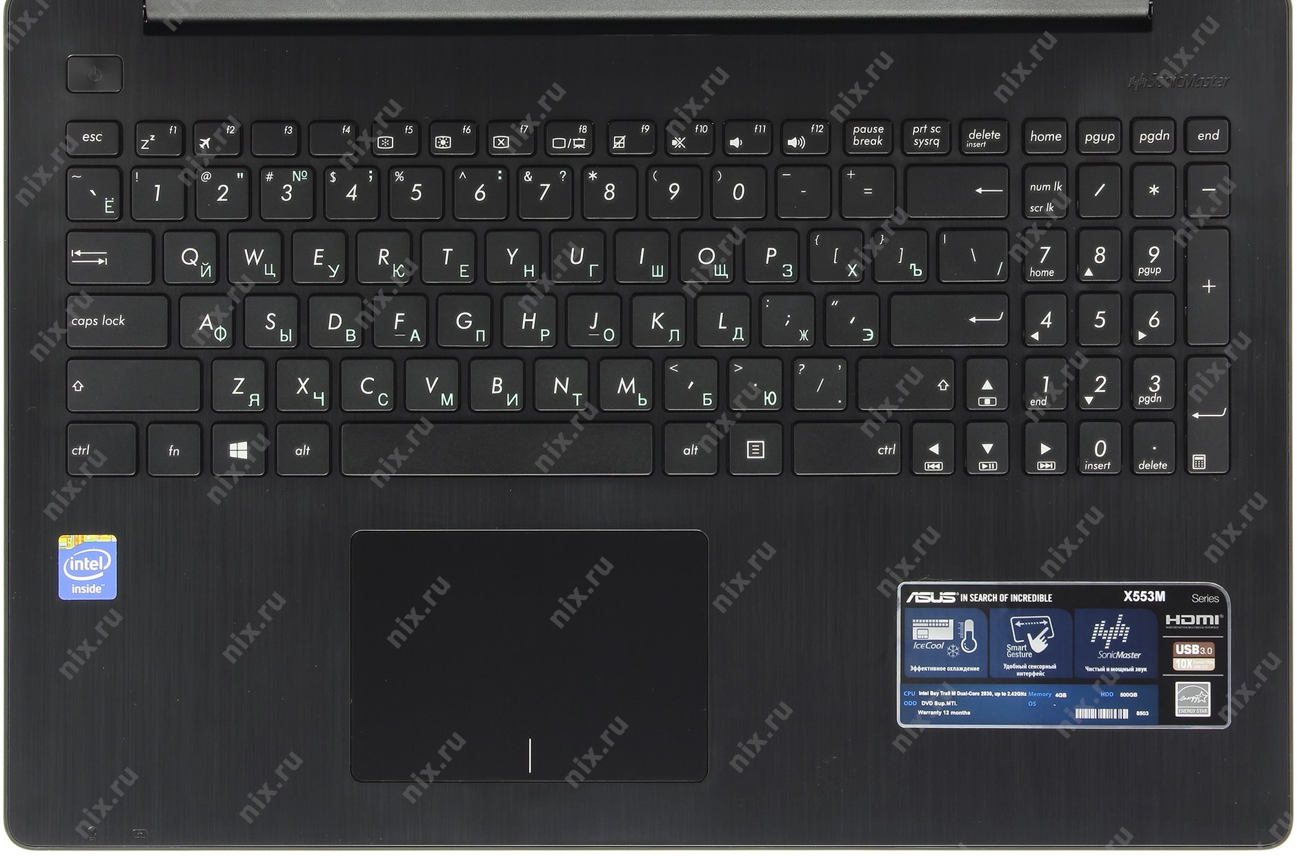 Клавиатура ноутбука Asus X553М с топкейсом черным