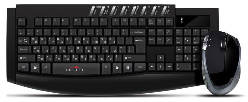 Комплект (клавиатура мышь) Oklick 230M, USB, беспроводной черный