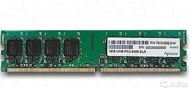 Оперативная память DDR II, 1Gb, Apacer 800Мгц