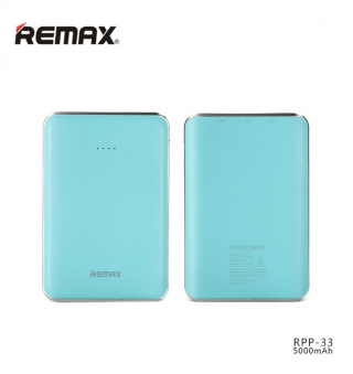 Аккумулятор Power Bank 5000 mAH REMAX (2 USB выхода 2A) голубой