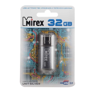 USB Flash накопитель 32Gb Flash Drive Mirex UNIT серебро (FMUUSI32), USB 2.0