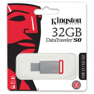 USB Flash накопитель 32Gb KINGSTON DataTraveler 50, USB3.0, красный [dt50/32gb]